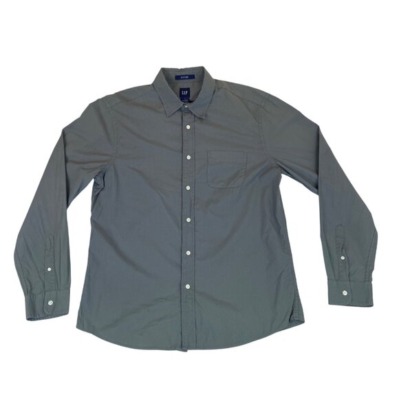 GAP Men's Gray Button-Down Long Sleeve Shirt With Buttoned Cuffs Sz L - New - Picture 1 of 5